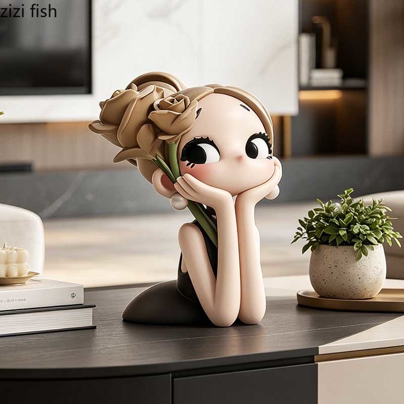 تمثال فتاة وردية لطيفة من الرا - مراجعة Resin Art Rose وسعره